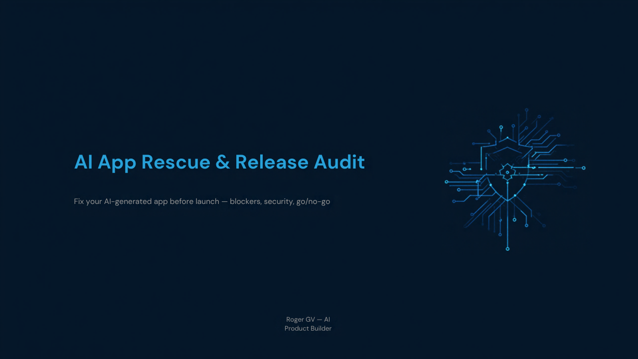 Portada: AI App Rescue & Release Audit